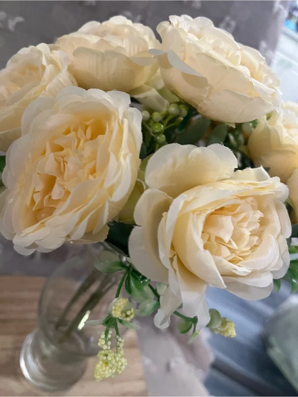 Neutral color cream/tan artificial flowers bouquet